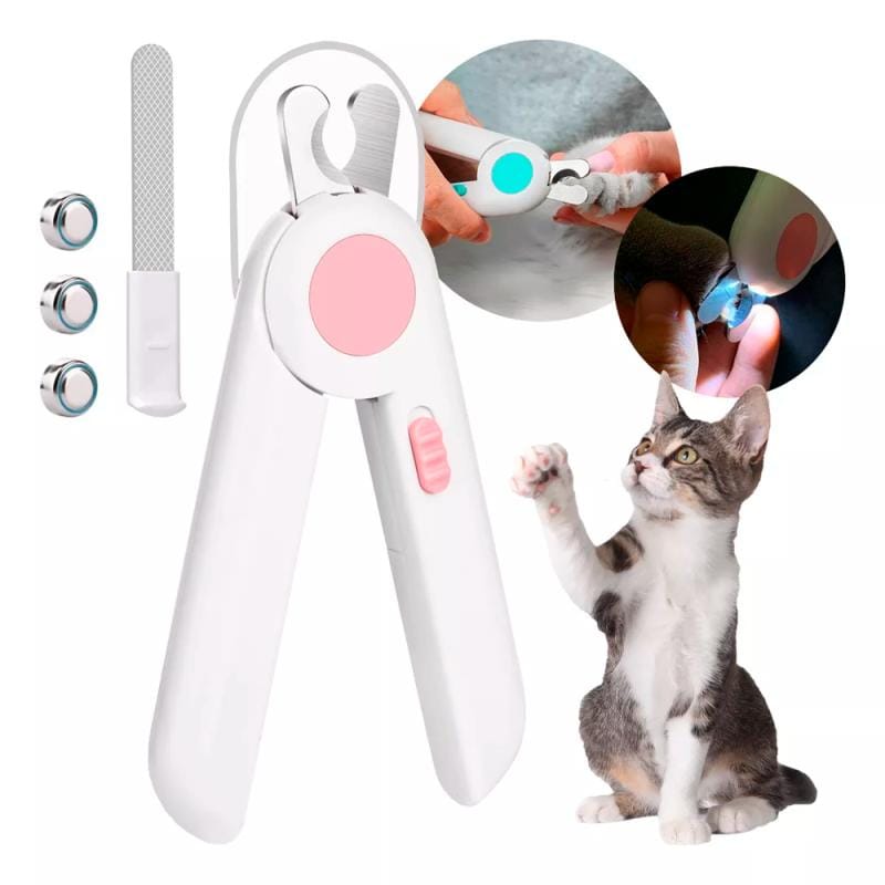 Alicate Corta Uñas Petgravity Perros Gatos Con Luz Rosa