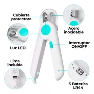 Alicate Corta Uñas Petgravity Perros Gatos Con Luz Rosa