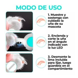 Alicate Corta Uñas Petgravity Perros Gatos Con Luz Rosa