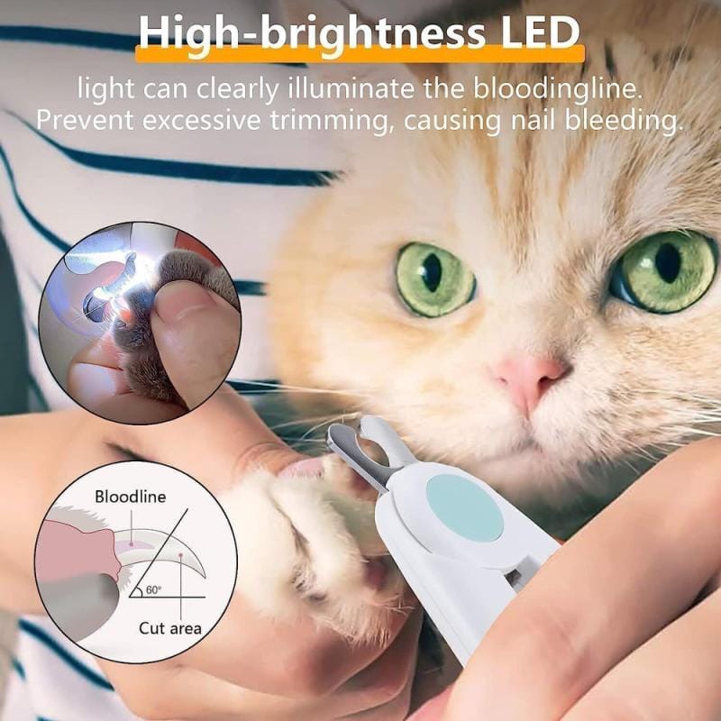 Alicate Corta Uñas Petgravity Perros Gatos Con Luz Rosa