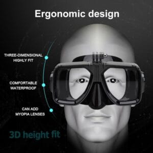 Set Buceo Mascara Snorkel Profesional Con Soporte Para Gopro Negro