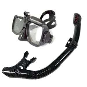 Set Buceo Mascara Snorkel Profesional Con Soporte Para Gopro Negro