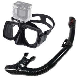 Set Buceo Mascara Snorkel Profesional Con Soporte Para Gopro Negro