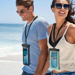 Funda Celular Genki Sumergible Estanco C/ Correa Celeste Sumergible
