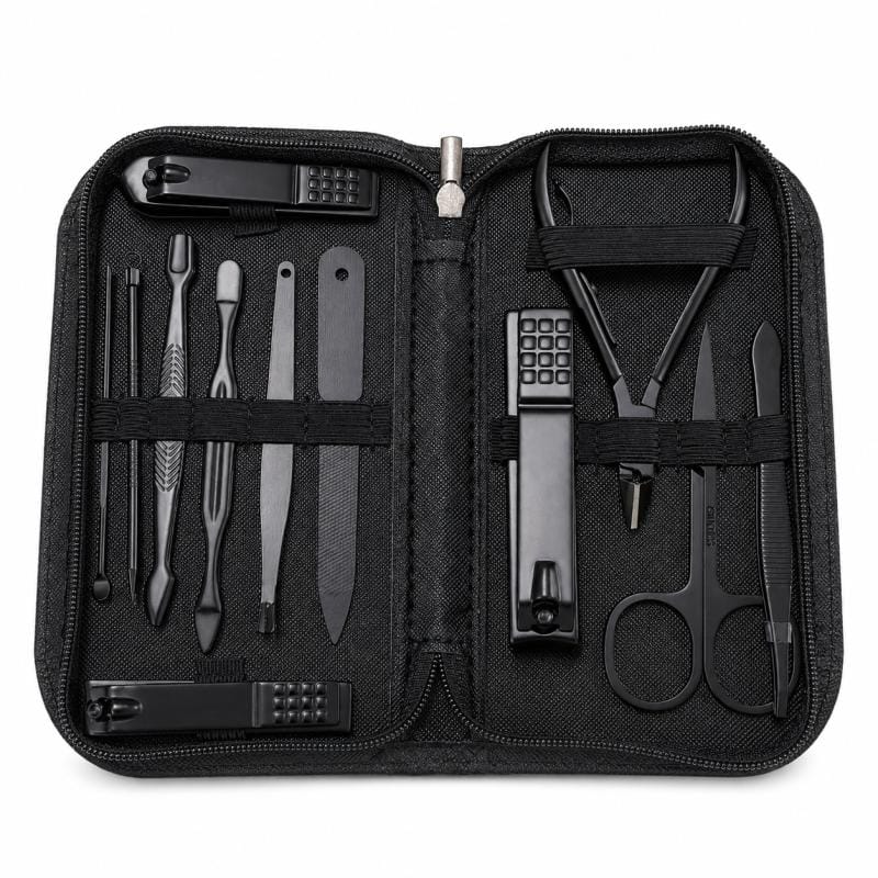 Set Manicura Genki 12 Piezas Estuche Negro Alta Calidad
