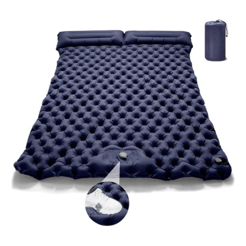 Colchoneta Doble Inflable Aislante Camping Ultraliviana Azul Marino