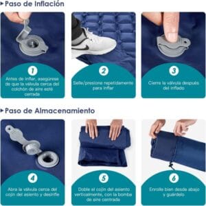 Colchoneta Doble Inflable Aislante Camping Ultraliviana Azul Marino