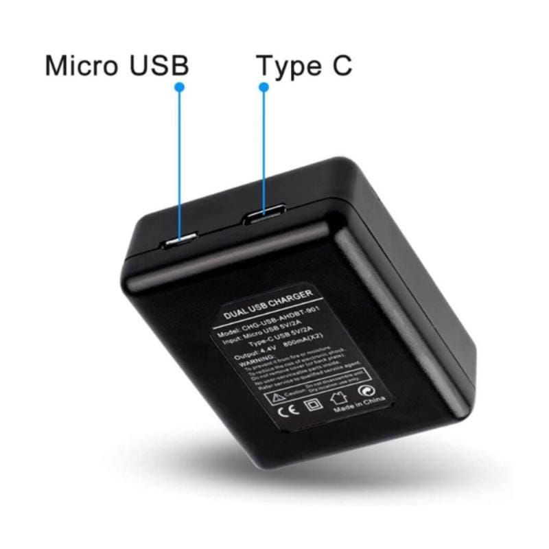 Cargador Baterias Dual Usb Para Gopro Hero 9 10 11 Y 12