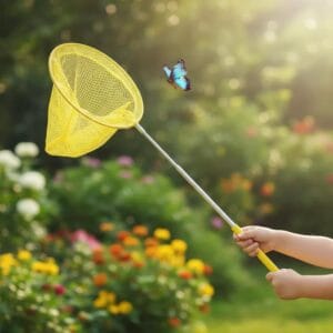 Red Mariposas Mojarra Pesca Extensible Niños Recreativo Azul Claro
