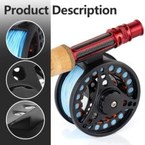 Reel Mosca Genki Fly Cast 5/6 Pesca Aluminio Large Arbor Negro Derecho/izquierdo