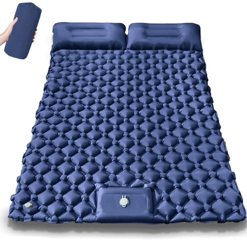 Colchoneta Doble Inflable Aislante Camping Ultraliviana Azul Marino