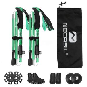 Par Bastones Trekking Aluminio Plegables Running Trail Verde