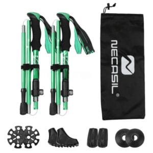Par Bastones Trekking Aluminio Plegables Running Trail Verde
