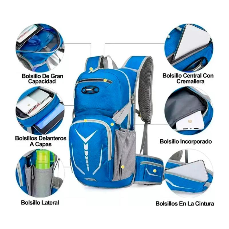 Mochila Genki Trekking Ciclismo Hidratacion 18 Lts Reforzada Naranja