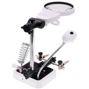 Lupa 2 Pinzas + Soporte Soldador Leds Usb Trabajo Estudio