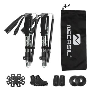 Par Bastones Trekking Aluminio Plegables Running Trail Negro