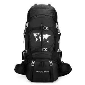 Mochila Trekking 75l Espaldar Outdoor Camping C Impermeable Negro