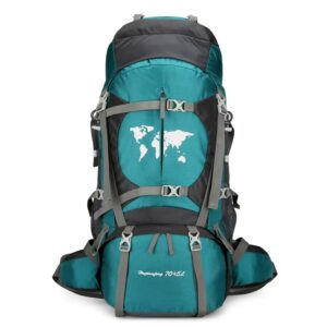 Mochila Trekking 75l Espaldar Outdoor Camping C Impermeable Azul Petróleo
