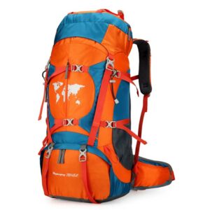 Mochila Trekking 75l Espaldar Outdoor Camping C Impermeable Naranja